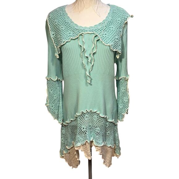 Brenda Abdullah Crochet Lace Asymmetrical Dress Women S Fairy Boho Artsy Cottage